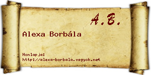 Alexa Borbála névjegykártya